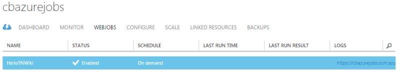 new WebJob created and deployed